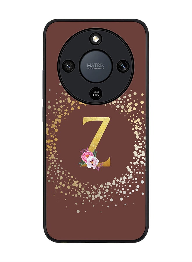 For Honor X9d / Magic8 Lite / X70 Case,Slim fit Camera Protection, Shockproof Thin Phone cover  - Custom Monogram Floral - Z  (Brown )